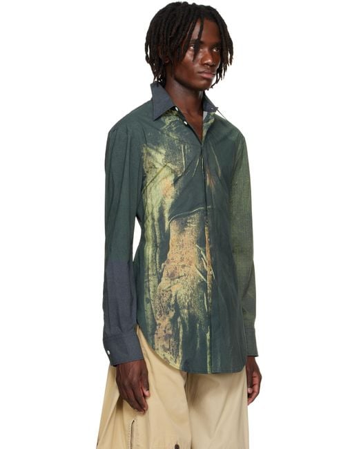 Jean Paul Gaultier Multicolor Ssense Exclusive Khaki & Mesh Printed Acid Water Shirt for men
