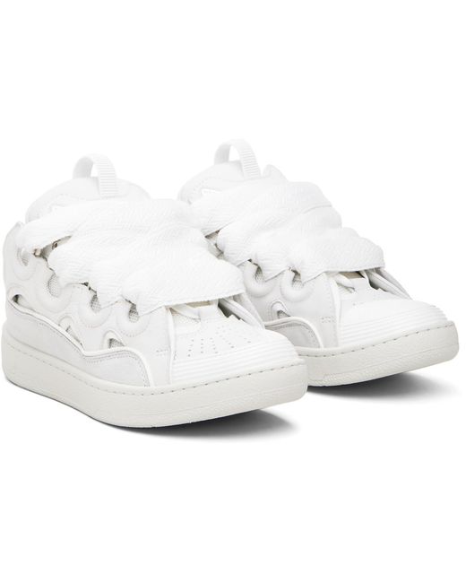 Lanvin Black Off- Leather Curb Sneakers for men