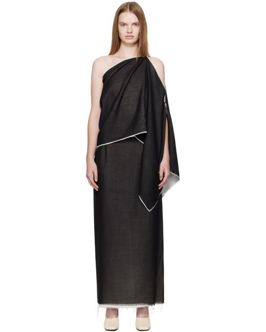 La Collection Macha Raw Scarf Top in Black | Lyst UK