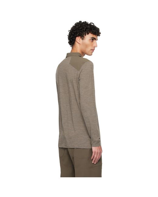 Veilance Brown Taupe Frame Ls Polo for men