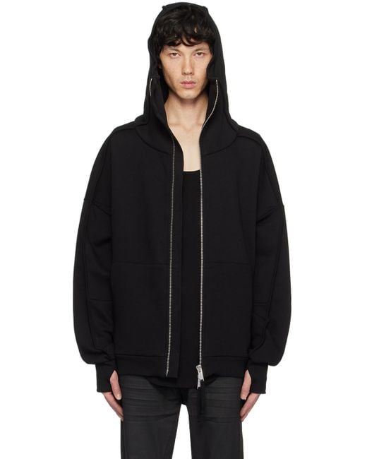 Thom Krom Black Cotton-Blend Fleece Oversized Hoodie for men