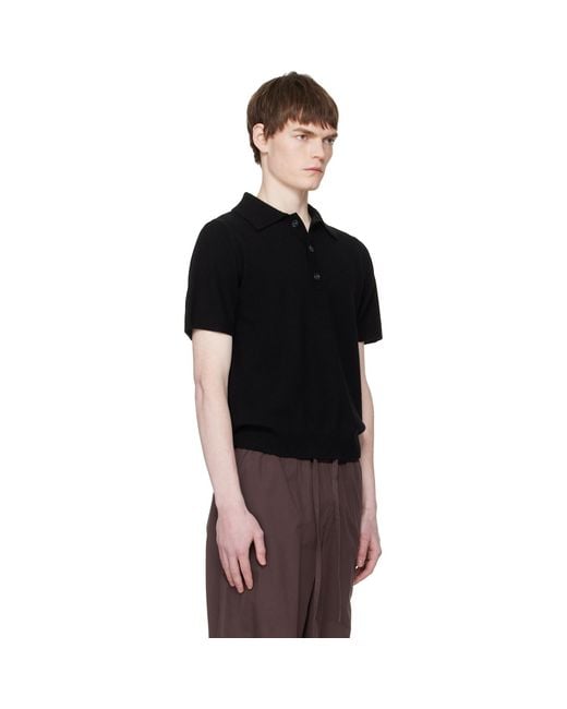 Entire studios Black Short Sleeve Knit Polo for men