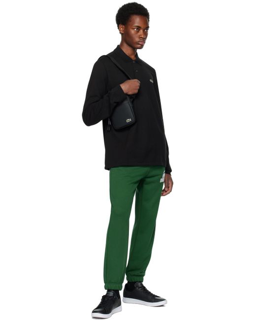 Petit sac noir à logo brodé Lacoste pour homme en coloris Black