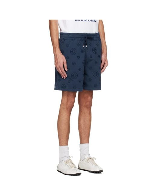Casablanca Blue Applique Monogram Sweat Shorts for men