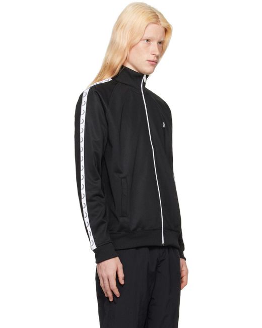 Fred Perry Black Contrast Tape Track Jacket for men