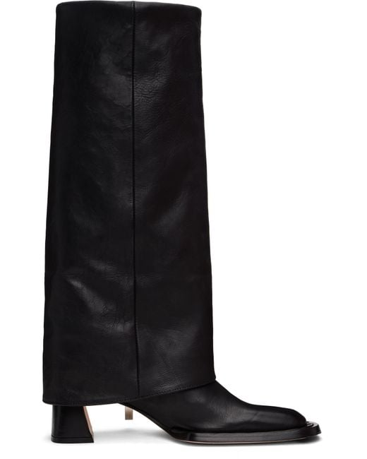 Miista Black Bellamy Fold Over Tall Boots