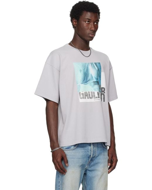 メンズ Jean Paul Gaultier グレー Printed Water オーバーサイズ Tシャツ Blue