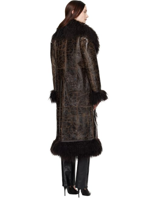 Saks Potts ブラウン Bonna シアリングコート Black