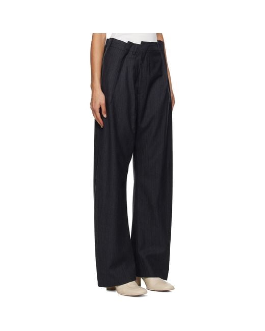 MM6 by Maison Margiela Black Pinstripe Wool Trousers