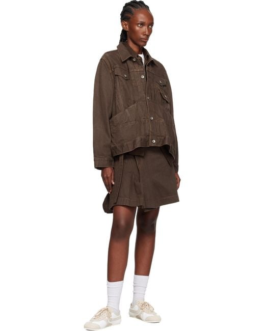 Sacai ブラウン タック デニムジャケット Brown