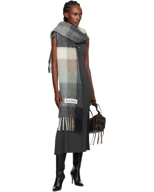 Acne Black Mohair Checked Scarf