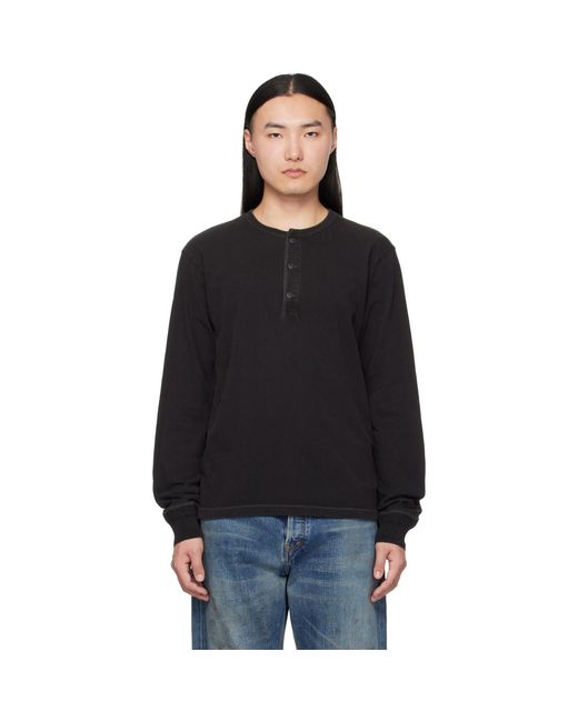 RRL Black Jersey Henley for men