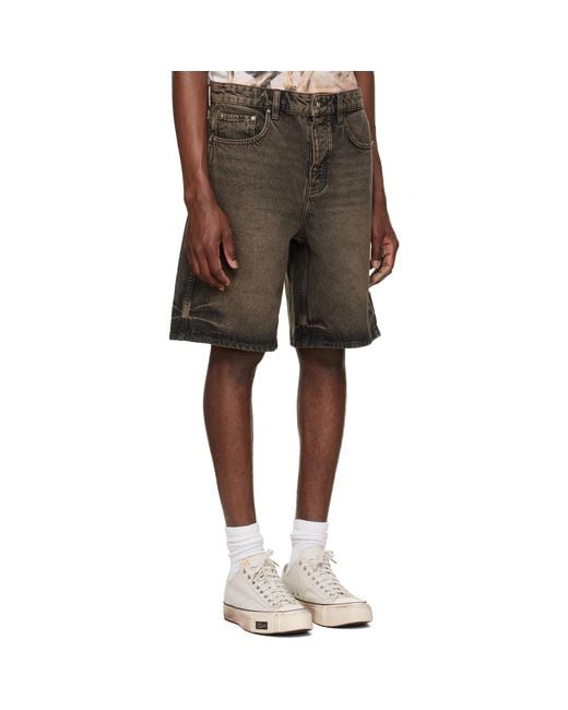 Represent Black Overdyed Denim Shorts for men