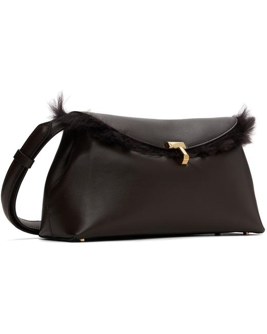 Totême  Black Shearling T-Lock Clutch