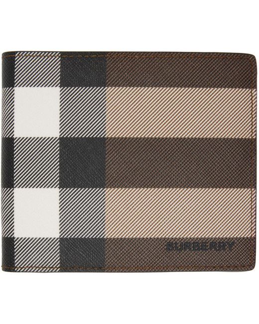 Burberry Gray Brown Check Wallet for men