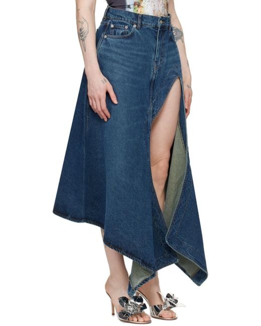 Y. Project Blue Cut Out Denim Midi Skirt