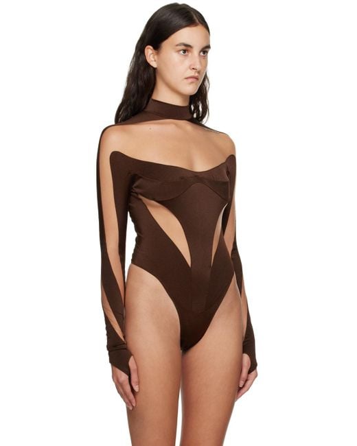 Mugler Black Brown Illusion Bodysuit