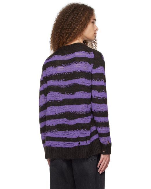 Acne Brown & Purple Distressed Sweater for men