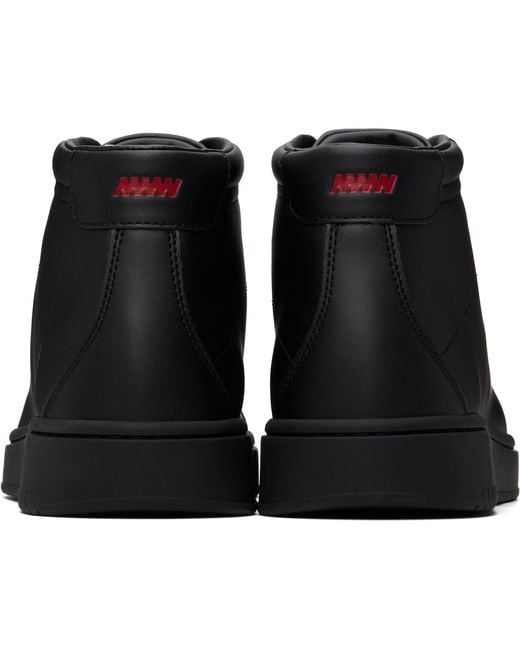 HUGO Black Faux-Leather High-Top Sneakers for men