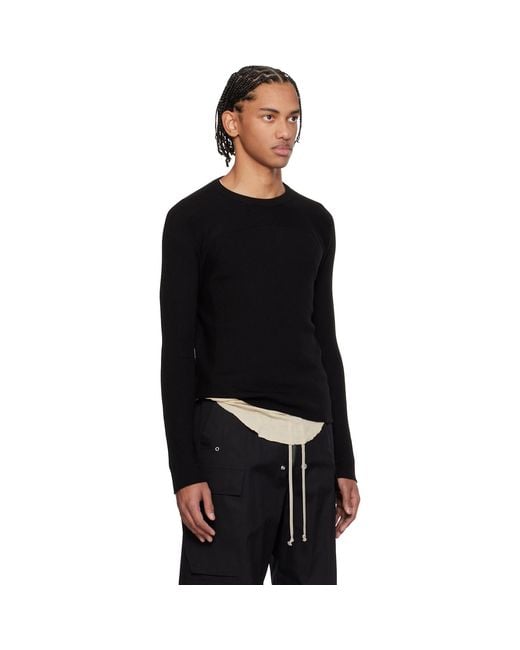 Rick Owens Black Temple Ribbed Geo Sweater for men