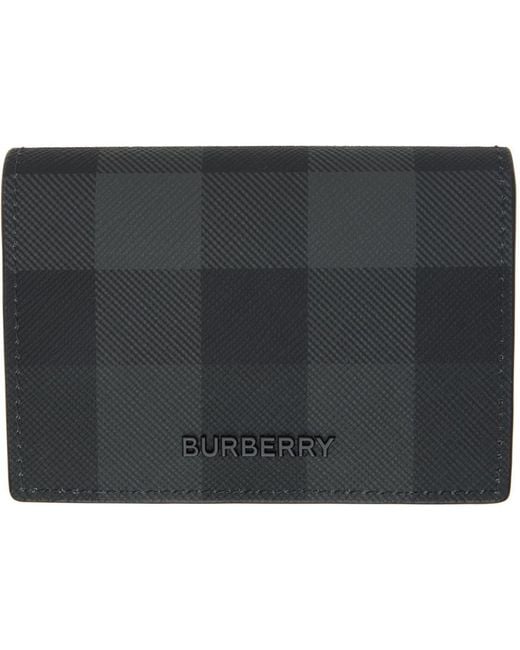 Burberry Black & Gray Check Card Holder for men