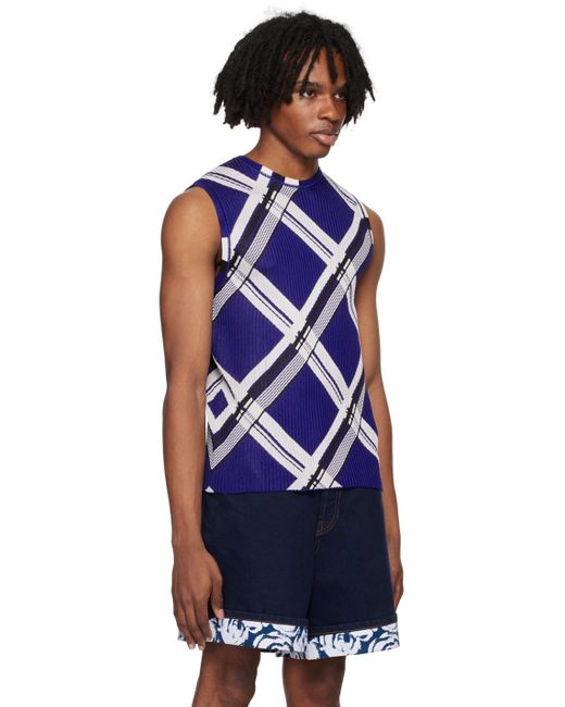 Burberry Blue Check Tank Top for men