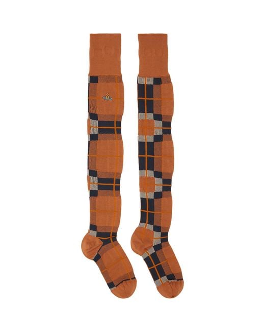 Vivienne Westwood Brown Locharron Over The Knee Socks