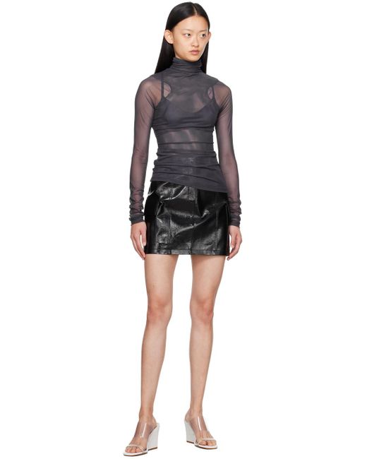 LVIR Black Crinkled Faux-leather Miniskirt