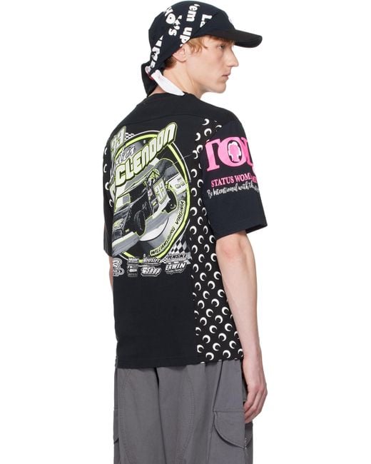 MARINE SERRE Black Regenerated Graphic T-Shirt for men