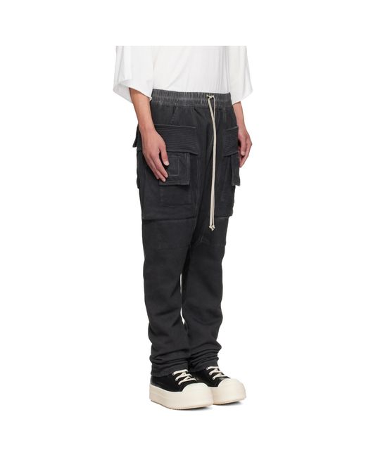 Rick Owens Gray Tower Creatch Drawstring Cargo Pants for men