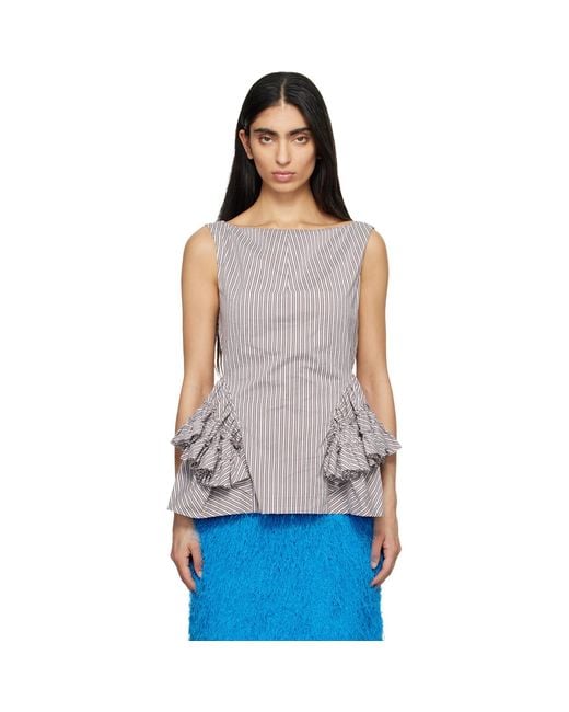 Dries Van Noten Blue Ruffled Peplum Blouse