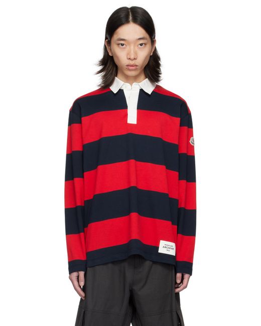 Moncler Red Striped Polo for men