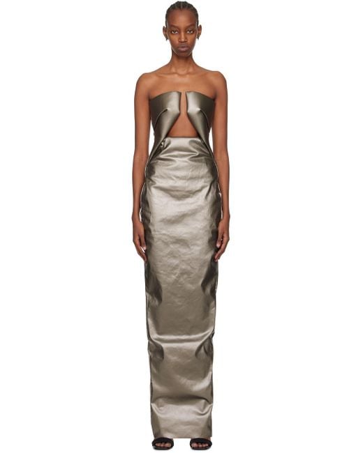 Rick Owens Gunmetal Prong Denim Maxi Dress in Black | Lyst