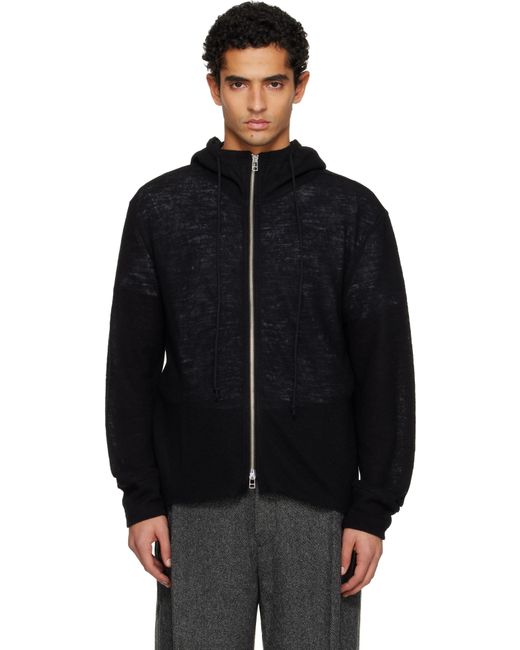 TONYWACK Black Light Wool Zip Hoodie for men