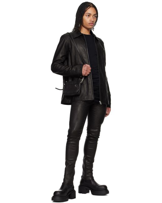 メンズ Rick Owens ブラック Hollywood Tyrone レザーパンツ Black