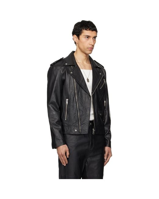 Deadwood Black River Leather Biker Jacket for men
