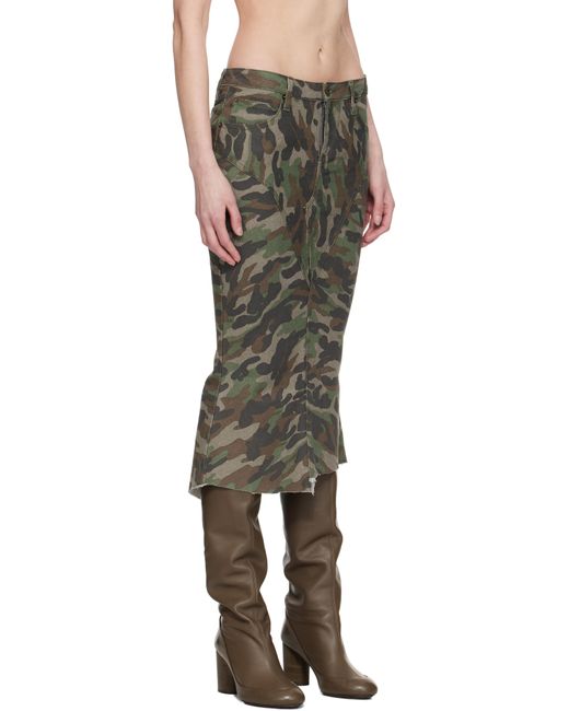 Fax Copy Express Black Camouflage Fishtail Denim Midi Skirt