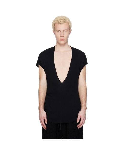 Julius Black Neck Slit T-Shirt for men