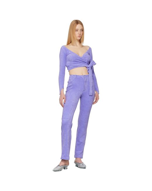 Maisie Wilen Purple Terrycloth Dramady Cardigan