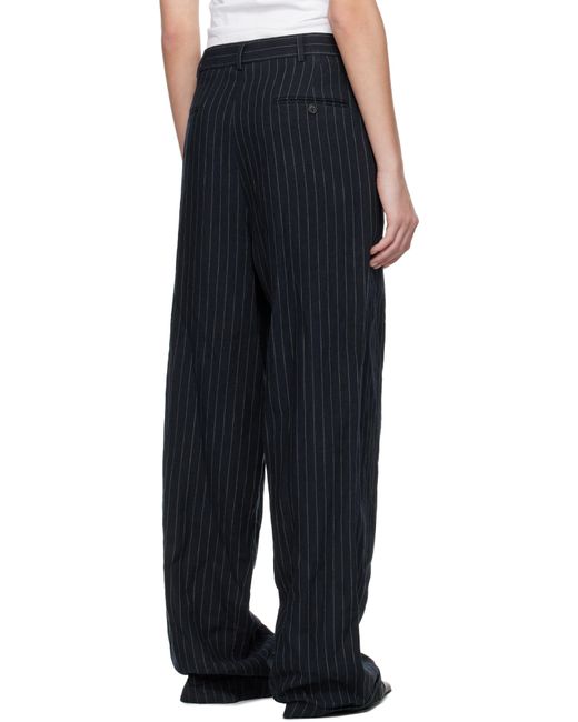 R13 Black Triple Pleat Crossover Trousers