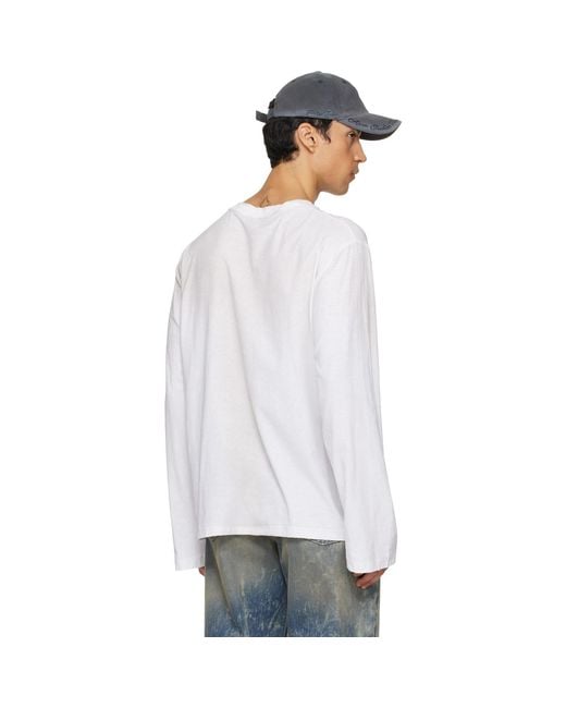 Acne White Off- Logo T-Shirt for men