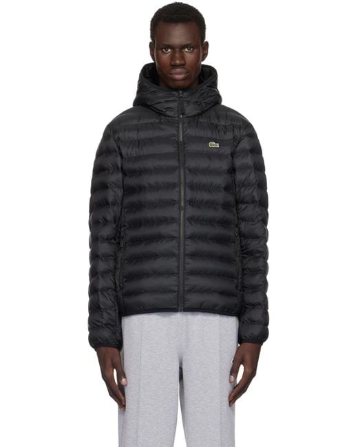 Lacoste Black Quilted Zip-Up Puffer Jacket for men