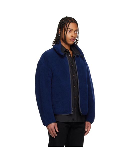 Givenchy Blue Wool Fleece Bomber Jacket for men