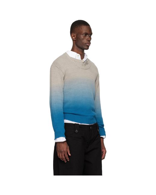 ANDERSSON BELL Blue Gradient Henry-Neck Sweater for men