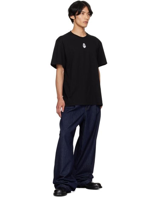 Alexander McQueen Black Flocked Skull T-Shirt for men