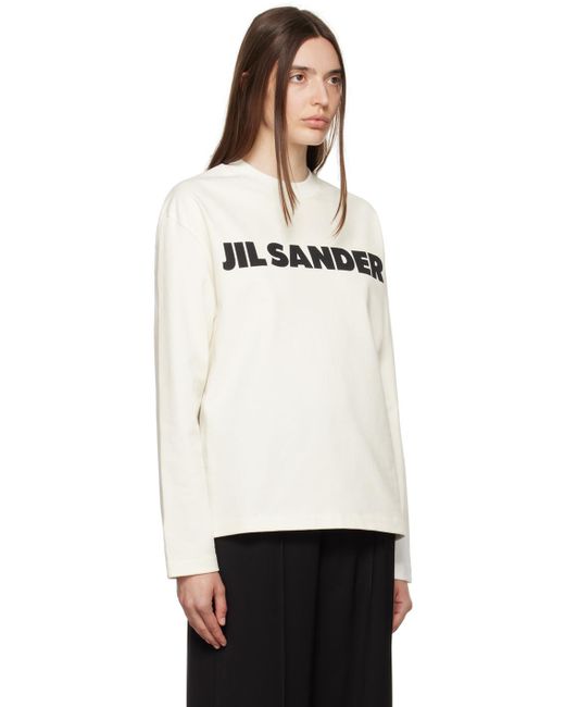 Jil Sander Black Off- Printed Long Sleeve T-shirt