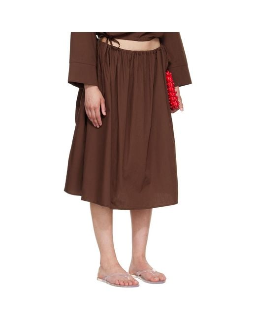 Brooke Callahan Brown Tie Midi Skirt