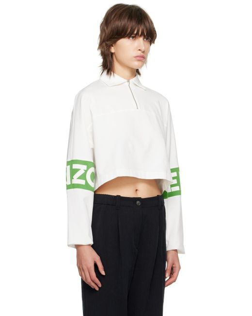 KENZO Black Off-white Paris Cropped Long Sleeve T-shirt