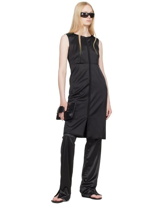 MM6 by Maison Martin Margiela ブラック Satin Stretch ミディアムワンピース Black