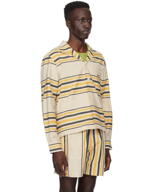 Bode Multicolor Beige & Orange Namesake Stripe Shirt for men